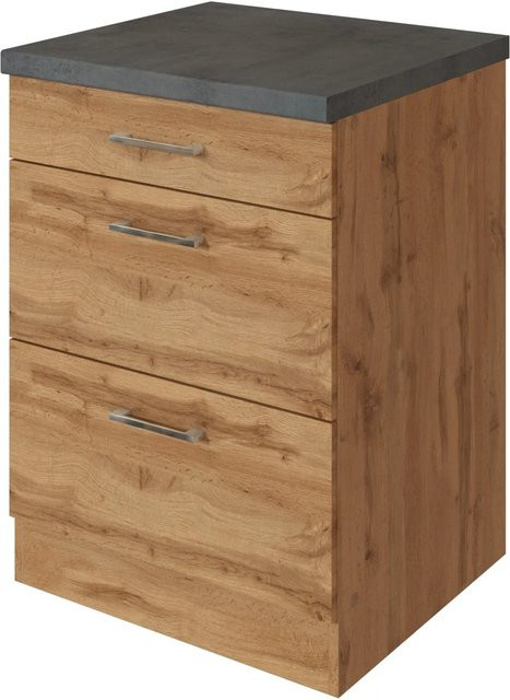 Held Möbel Apothekerschrank Sorrento Eiche mit 2 Auszügen, B: 50 cm, H: 85 cm, T: 60 cm - Bild 1