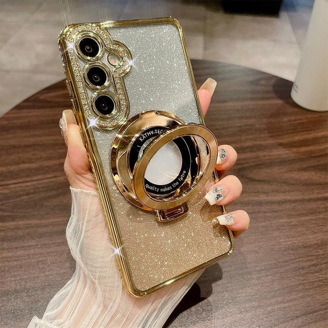 Glitzer Ring Handyhülle für Samsung Galaxy S26 Ultra S25 S24 S23 S22 Plus A15 A16 A26 A36 A56 A35 A55 A25 A12 A13 A14 A34 A54 in Gold - Bild 1