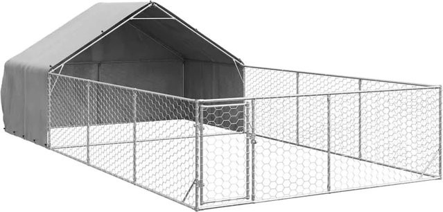 vidaXL Outdoor-Hundezwinger mit Auslauf aus verzinktem Stahl B: 7 m, T: 3 m, H: 1,9 m - Bild 1