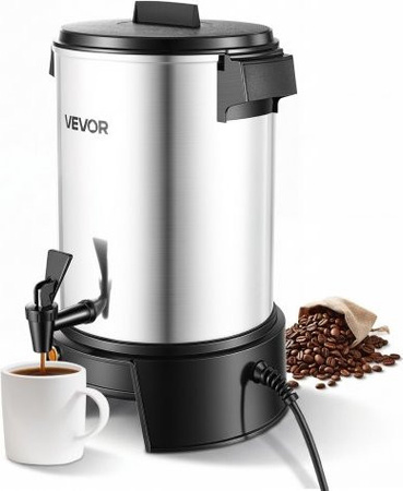 VEVOR Gewerbliche Kaffeemaschine Coffee Urn, 4,5 l Heißgetränkespender, Silber, 1190 W mit automatischer Temperaturregelung und tropffreiem Wasserhahn