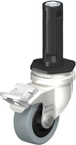 Blickle Lenkrolle mit Feststeller 856408 LRXA-VPA 50G-FI-EXR02 aus Edelstahl in Schwarz-Grau mit 50 mm Rad-Durchmesser und 40 kg Tragfähigkeit - Bild 1