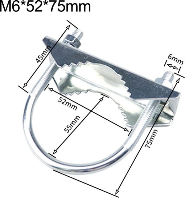 Vibratite Metallantennen-Montageklemme aus Edelstahl mit U-Bolzen in Silber zur Befestigung von Doppelantennen auf runden Stangen - Bild 1