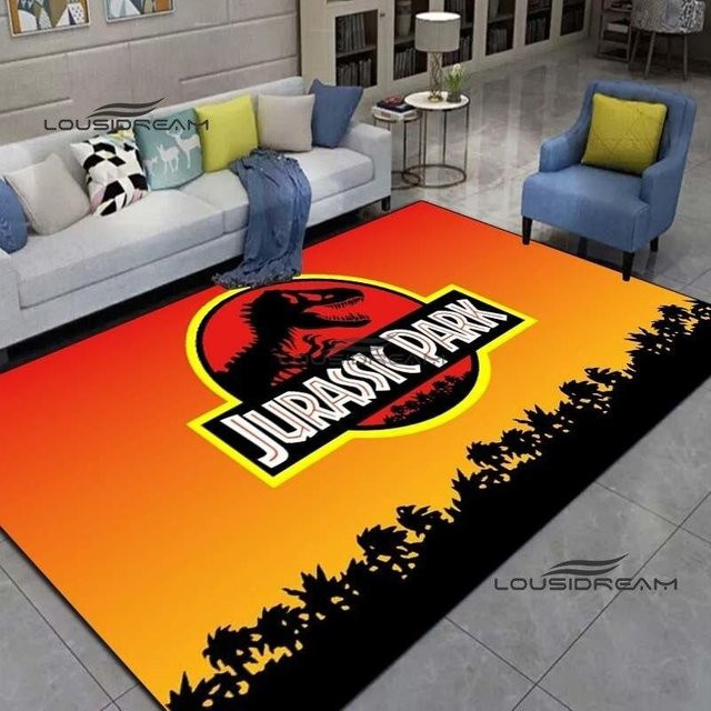 ChenYing01 Jurassic Dinosaurier Teppich mit 3D-Druck, weiche Bodenmatte für Kinderzimmer und Wohnzimmer, B/T: 60 x 40 cm, mehrfarbig - Bild 1