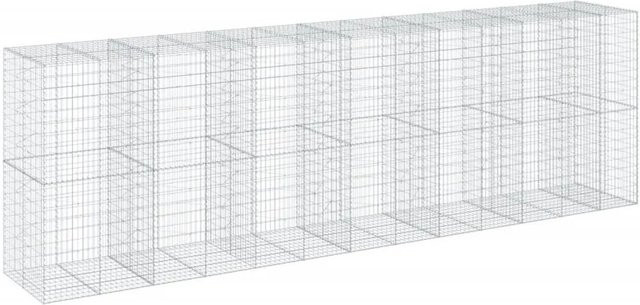 vidaXL Gabione mit Deckel aus verzinktem Eisen in Silber, B/T/H: 650 x 100 x 200 cm - Bild 1