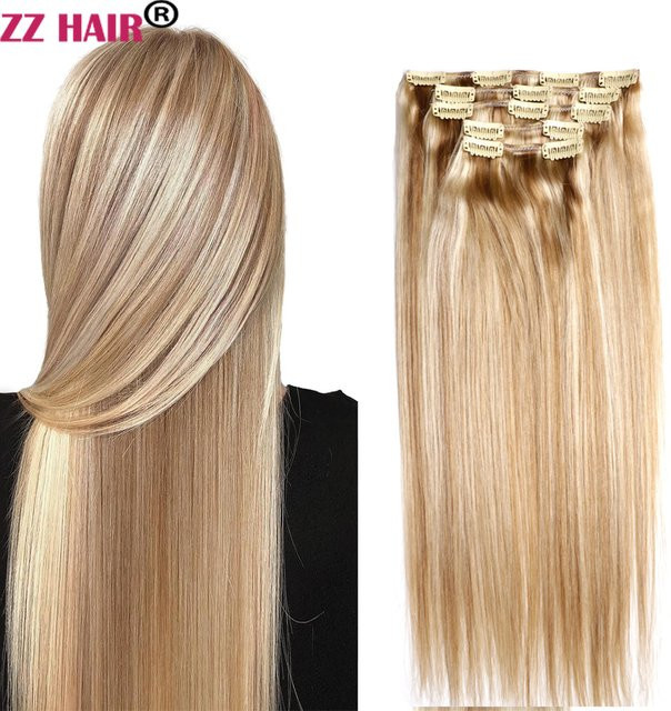ZZHAIR Remy-Haarverlängerung, 100 % brasilianisches Echthaar, glatt, 5-teiliges Set - Bild 1