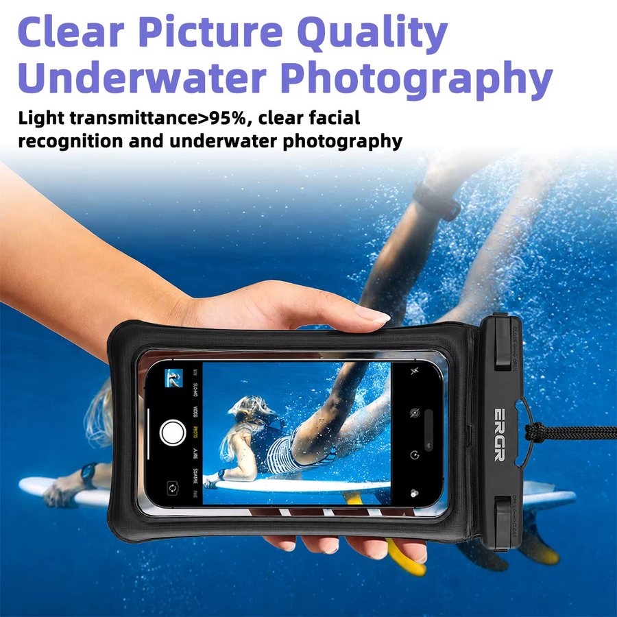 pinmoap IPX8 Wasserdichte Handytasche mit Airbag in Schwarz als multifunktionale Aufbewahrungstasche für Schwimmen, Strand und Reisen - Bild 3
