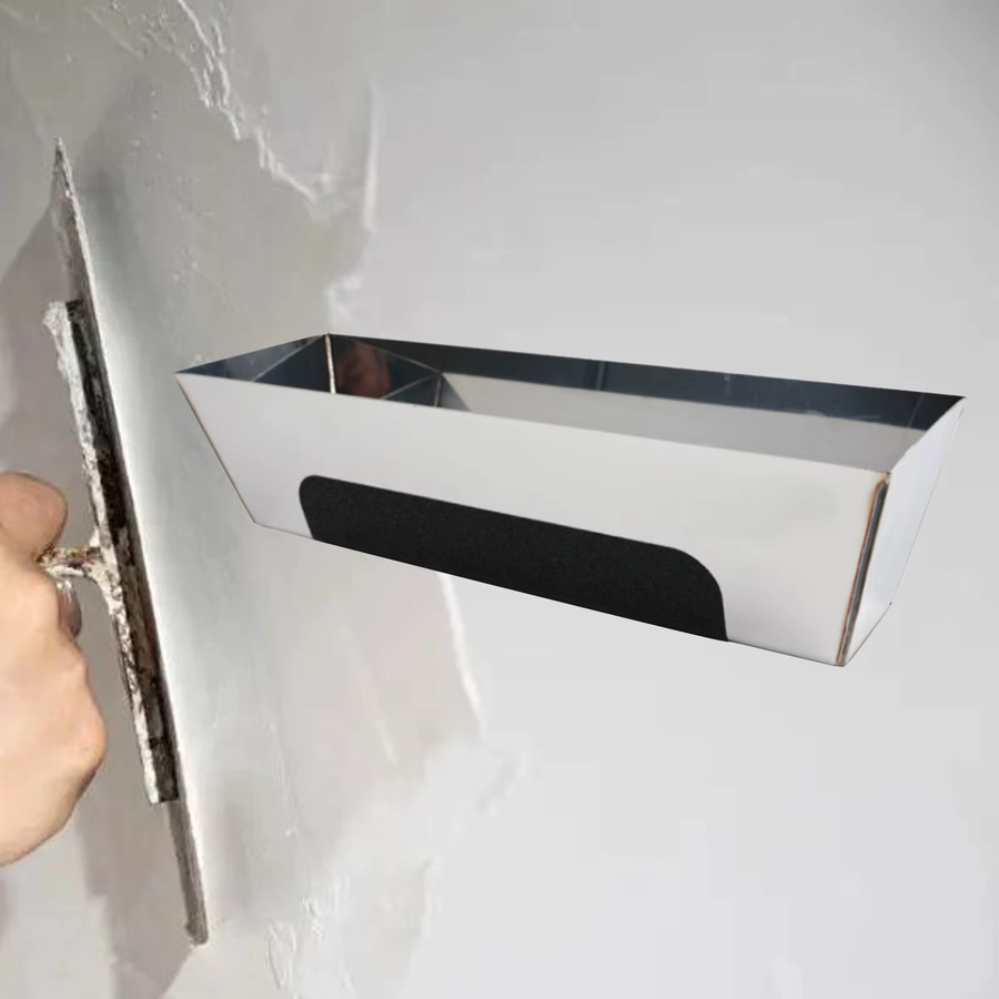 Homyl Edelstahl Schlammpfanne mit Anti-Rutsch-Pad für Gips und Trockenbau, Silber - Bild 4