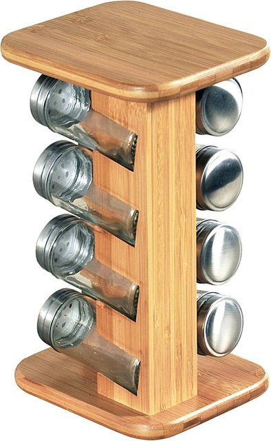 Kesper Gewürzkarussell aus Bambus und Glas in Braun, B/T/H: 15 x 13 x 25,5 cm - Bild 1