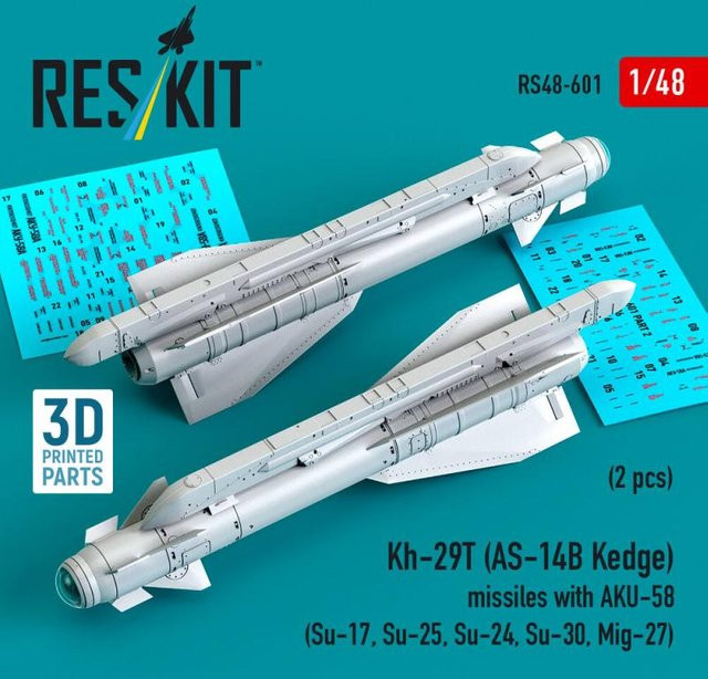ResKit Models Kh-29T (AS-14B Kedge) missiles mit AKU-58, 2-teiliges Set, 3D Printed - Bild 1