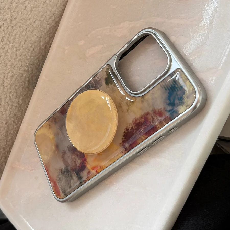 MUQGEW Handyhülle mit Marmor-Muster in Multicolour, stoßfeste Abdeckung mit Tropfenkleber, Halterung und Kette für iPhone 17, 16, 15, 14, 13, 12 Pro Max - Bild 4
