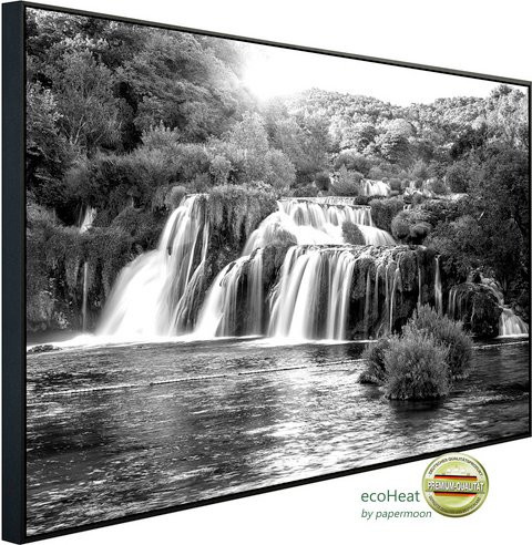 papermoon Infrarotheizung EcoHeat Wasserfall Schwarz Weiss mit Matt-Effekt und App-Steuerung - Bild 1