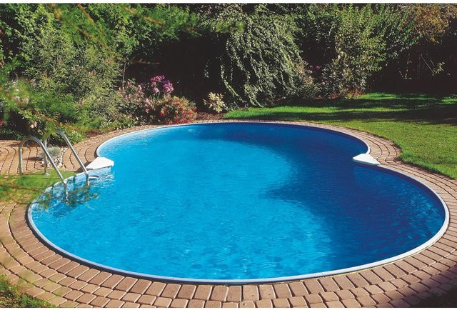 Sunfun Stahlwand Pool-Set CANNES Achtform in Blau, B/T/H: 625 x 360 x 150 cm - Bild 1