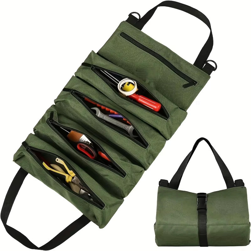 Multifunktionale Elektrikertasche in Grün mit großer Kapazität und mehrschichtiger Werkzeugaufbewahrung B/T/H: 46,5 x 27,5 x 5,0 cm - Bild 3
