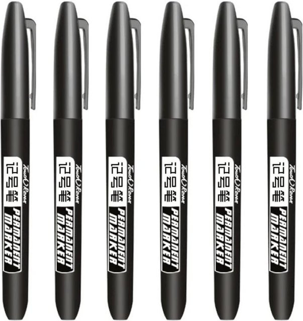 6er Set Permanentmarker mit feiner Spitze, wasserfeste Tinte in Schwarz, Blau und Rot, 1,5 mm Strichstärke - Bild 1