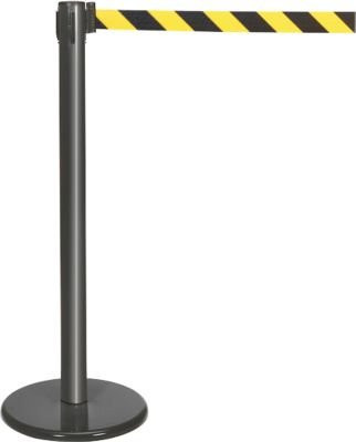 Guidesystems Gurtpfosten aus Metall in Anthrazit mit schwarz-gelbem Absperrband - Bild 1