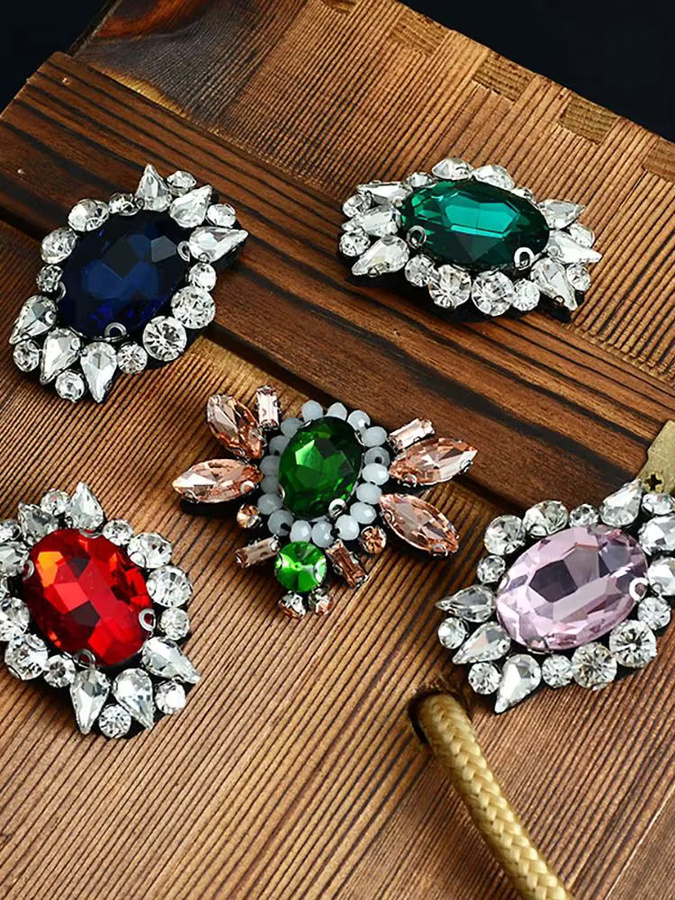 AHYONNIEX Brosche, Perlen, Glas, Strass, bunt - Bild 3
