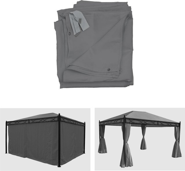 MCW 4er-Set Seitenwände für Pergola Calpe in Grau für 4x3m aus Polyester - Bild 1