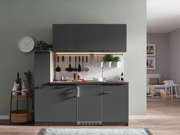 Respekta Küchenzeile KB180EYGC in Grau-Eiche York Nachbildung, B/T/H: 180 x 60 x 200 cm