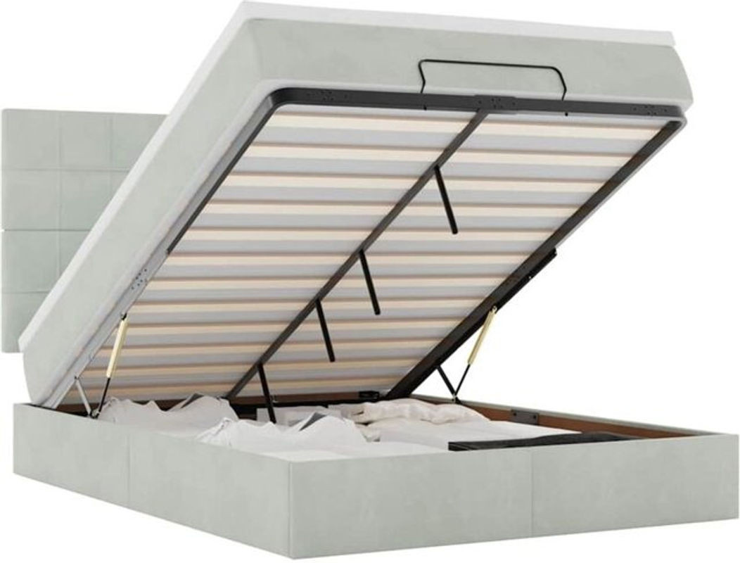 Vidaxl Ottoman Polsterbett mit Matratze aus Samt in Grau, B/T/H: 140 x 200 x 128 cm - Bild 1