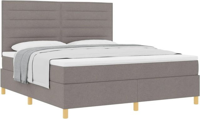 vidaXL Boxspringbett mit Matratze in Taupe, B/T: 180 x 200 cm, mit Taschenfederkern und Stoffbezug - Bild 1