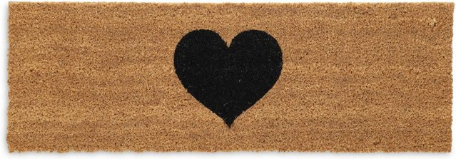 Relaxdays Fußmatte mit Herzmotiv aus Kokosfaser und PVC, Schwarz und Braun, Rutschfest und Wetterfest, B/T/H: 75 x 15 x 1 cm - Bild 1