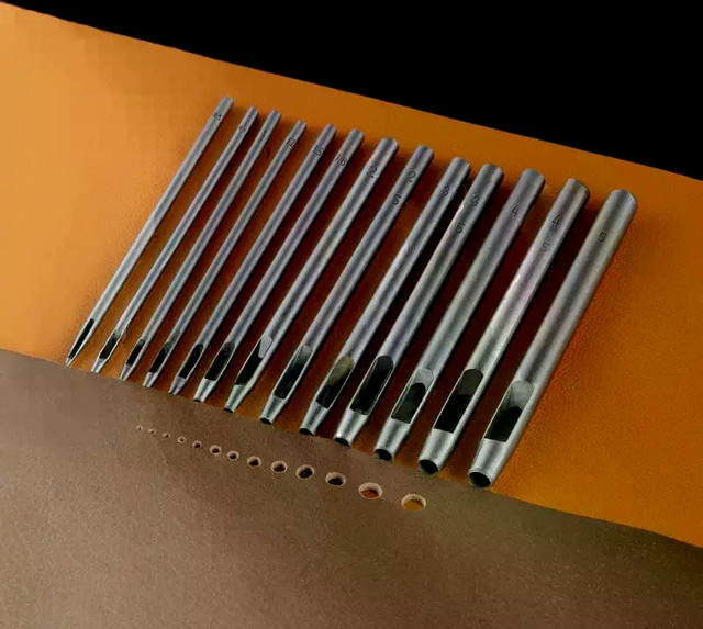 ZLinKJ 6-teiliges Lederlochstanzer Set aus Metall in Silber für Leathercraft und Näharbeiten - Bild 1
