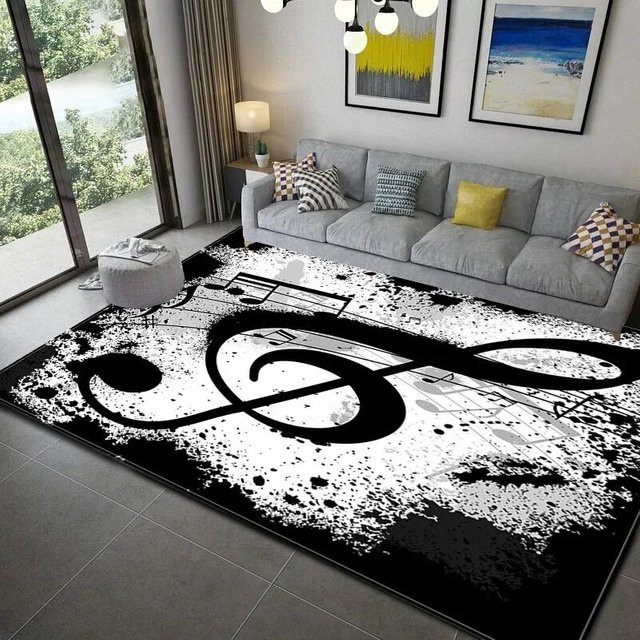 Rutschfester Teppich mit Klavier-Musik-Design von Wucifang Jewelry in Schwarz, B/B: 60 x 90 cm - Bild 1