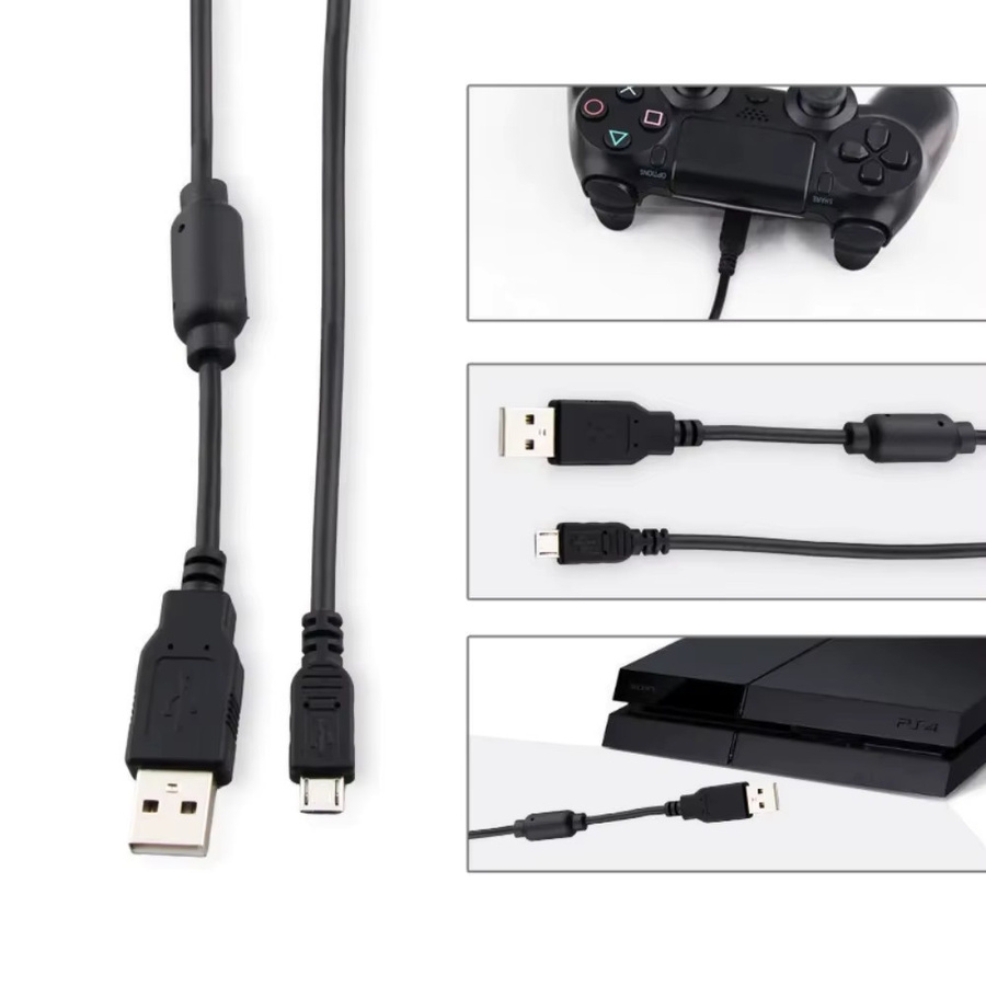 Gryan USB Ladekabel für PS4 und Xbox Controller, Datenkabel für Gamepads, Schwarz, Länge: 1,8 m bis 3 m - Bild 3
