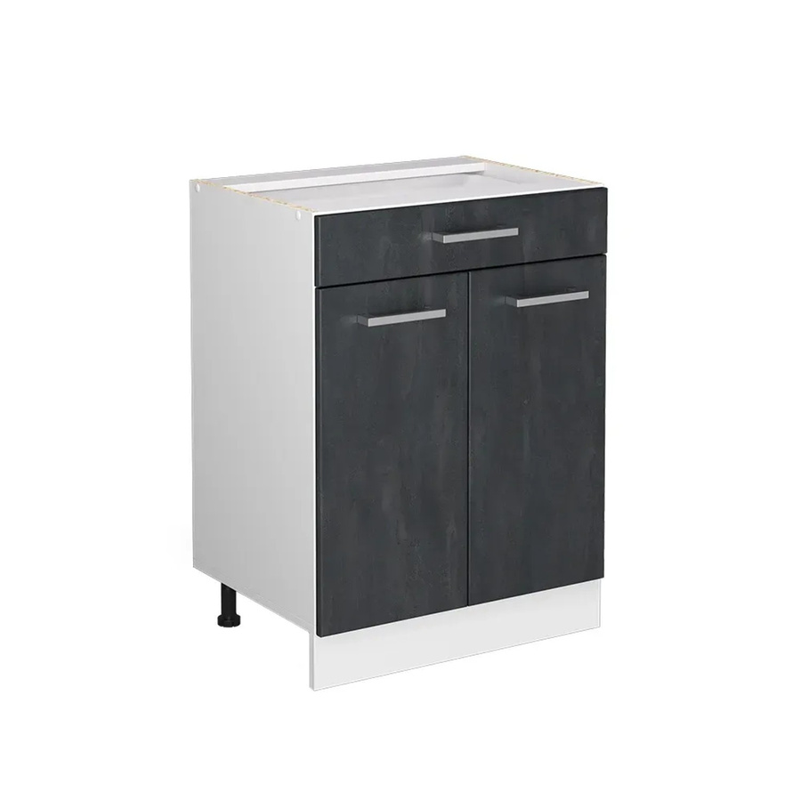 Vicco Schubunterschrank R-Line in Schwarz Beton und Weiß ohne Arbeitsplatte Breite: 60 cm - Bild 2