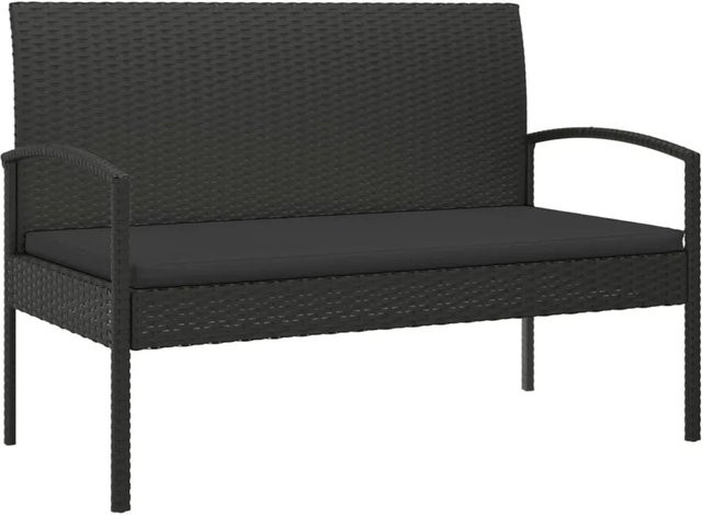 furnicato Gartenbank aus Poly Rattan mit Kissen und Armlehnen in Schwarz, B/T/H: 100 x 53 x 74 cm - Bild 1