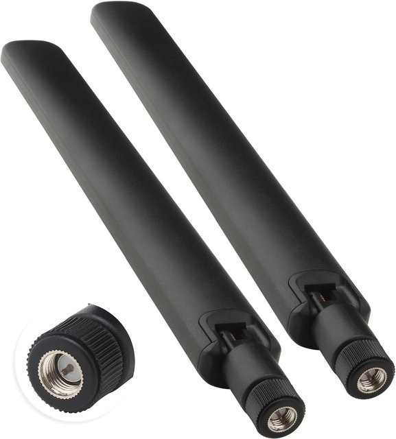 NOWEPOCH 2er-Set Omnidirektionale 4G 5G Antennen mit SMA Stecker/Buchse für WLAN-Router und Signalverstärker, Schwarz, 600-6000MHz - Bild 1
