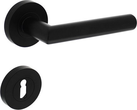 Intersteel Türdrücker Bastian in Schwarz Matt aus Zamak mit Rosetten Durchmesser: 52 mm, Tiefe: 10 mm - Bild 1