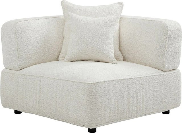 Lelaco Sessel mit gerader Rückenlehne aus Bouclé in Off White Weiß, Höhe: 102 cm - Bild 1