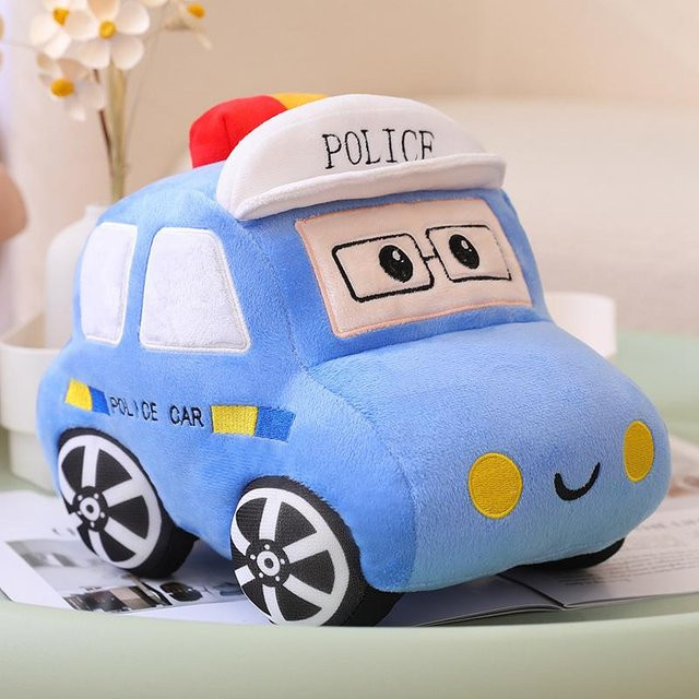 Polizeiautos Krankenwagen Taxis Plüschtiere, Blau, 30cm - Bild 1