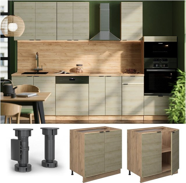 Vicco Küchenunterschrank Fame-Line Eiche mit Arbeitsplatte und Regal Breite: 80 cm - Bild 1