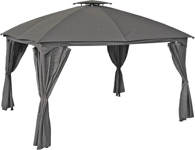 DELUKE Pavillon DUBLIN Gartenpavillon aus Polyester und Stahl in Schwarz/Anthrazit/Grau B/T/H: 360 x 270 x 250 cm - Bild 1