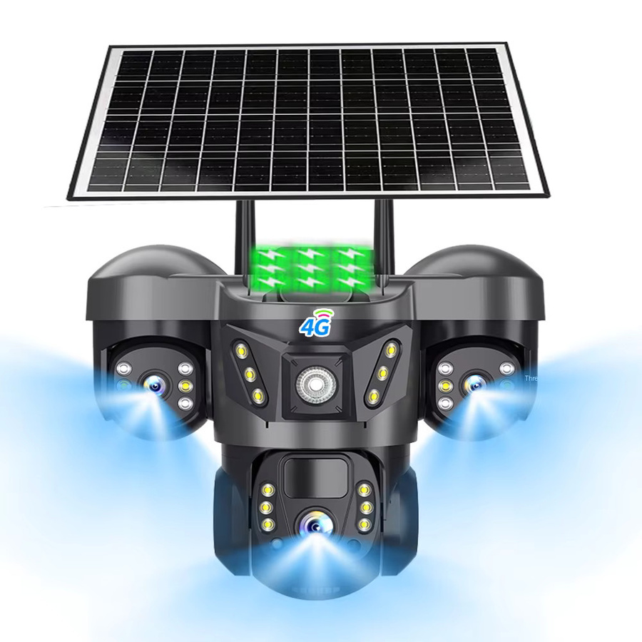 V380 Solar 4G Kamera mit Europa SIM Karte, Wasserdichte CCTV Sicherheitskamera mit drei Bildschirmen, Schwarz - Bild 7