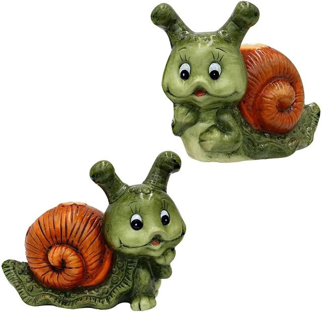 2er Set Keramik Schnecken von Dekohelden24 als Gartendeko, L/B/H: 20 x 10 x 15 cm - Bild 1