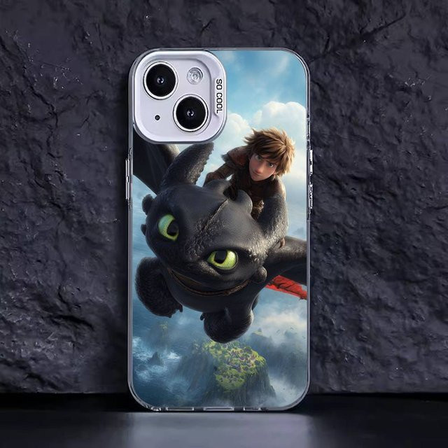 Bunte Handyhülle mit Liebespaar Zahnlos und Furie Drachen Design für iPhone 11 bis iPhone 17 Pro Max - Bild 1