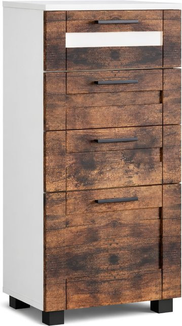 VCM Midischrank Nilari L – Schmaler Badschrank mit 4 Schubladen für dein Badezimmer, H x B x T: 76 x 38 x 28 cm - Bild 1