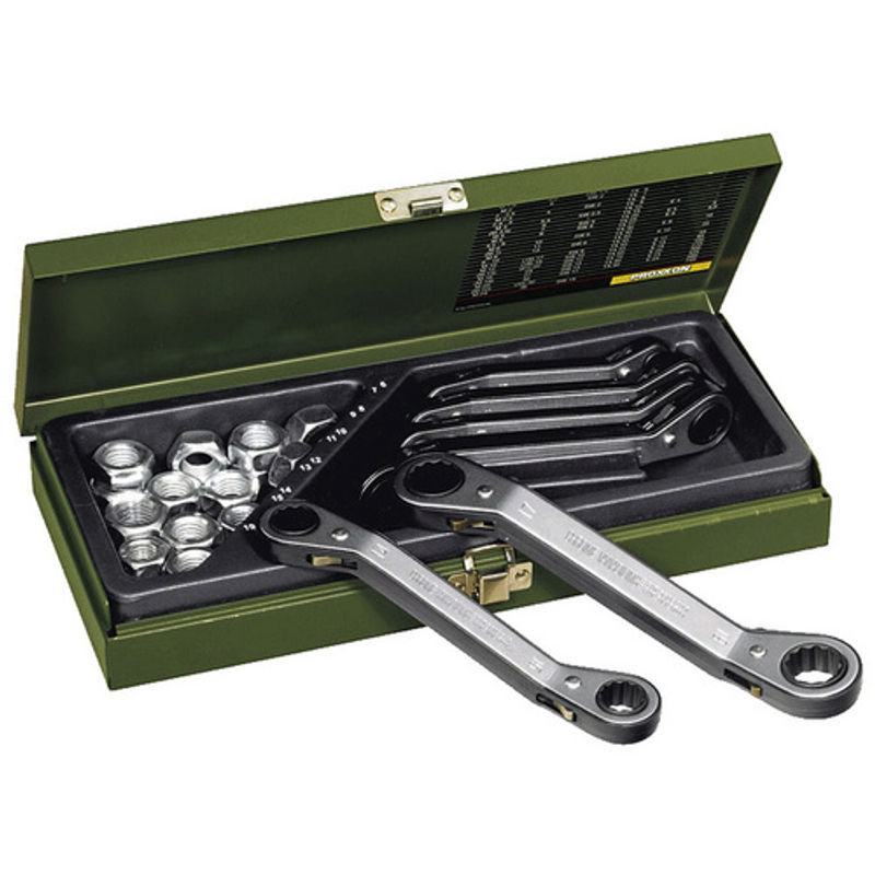 Proxxon Ratschen-Set Industrial 6-teilig aus Chrom-Vanadium in Grün und Silber - Bild 3