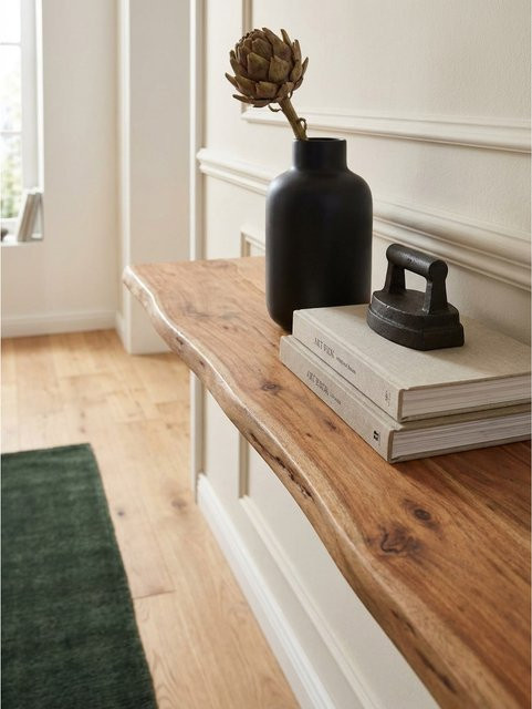 Wandregal aus Massivholz Akazie im Landhausstil von KADIMA DESIGN, Farbe Braun, B: 160 cm, T: 26 cm, H: 4 cm - Bild 1