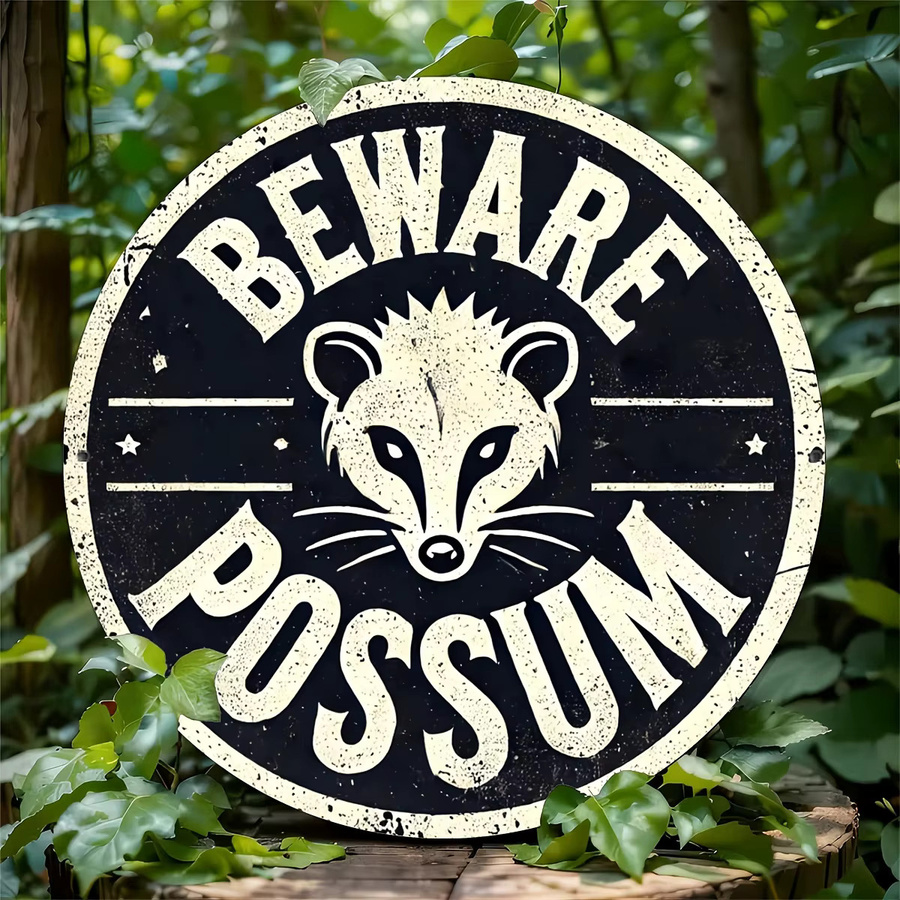 Rundes Metallschild Potdemiel BEWARE POSSUM in Schwarz im Vintage-Design, Durchmesser: 20 cm - Bild 6