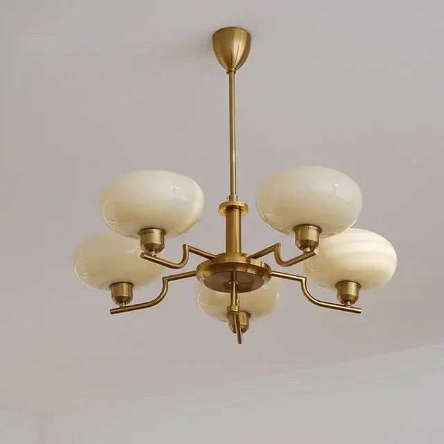MZISOSOD Glas-Pendelleuchte im Retro-Design mit Kugel aus transparentem Glas und Messing in Gold/Brass für Schlafzimmer und Küche - Bild 1