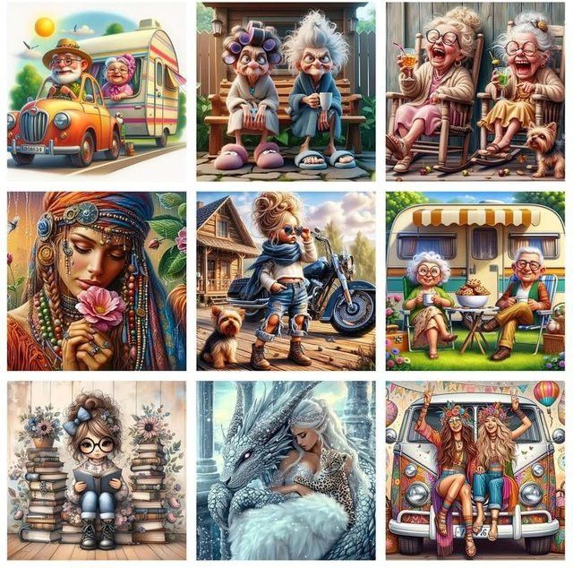 CHENISTORY 5D DIY Diamantmalerei Set Die Schwestern der älteren Tante Vollquadratisch B/B/H: 25 x 25 x 25 cm - Bild 1