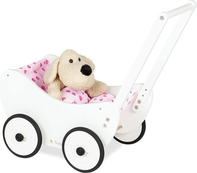 Pinolino Puppenwagen aus Holz in Weiß inklusive Bettzeug - Bild 1