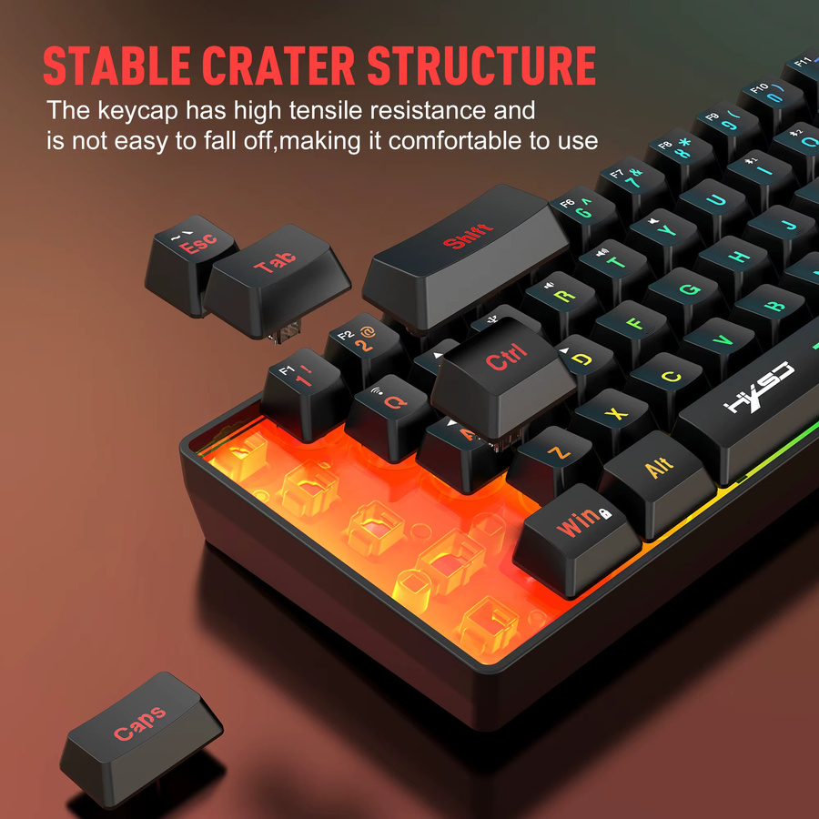 HXSJ Kabellose Gaming-Tastatur mit RGB-Hintergrundbeleuchtung in Schwarz, Bluetooth-Tastatur mit ergonomischem Design und 2000 mAh Akku - Bild 3