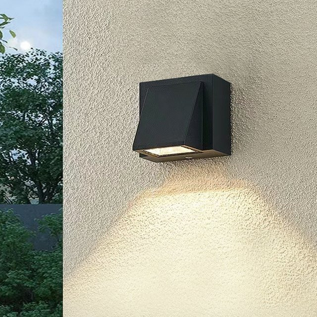 EnwYe LED-Wandleuchte für den Außenbereich, moderne quadratische Up-and-Down-Leuchte in Schwarz, wasserdicht und oberflächenmontiert für Garten und Veranda, warmweißes Licht - Bild 1