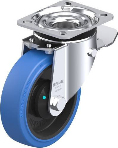 Blickle Lenkrolle LK-POEV 125KAD-1-ST-SB mit Feststeller, Rad-Durchmesser: 125 mm, Tragfähigkeit: 250 kg, verzinkt, blau/schwarz - Bild 1