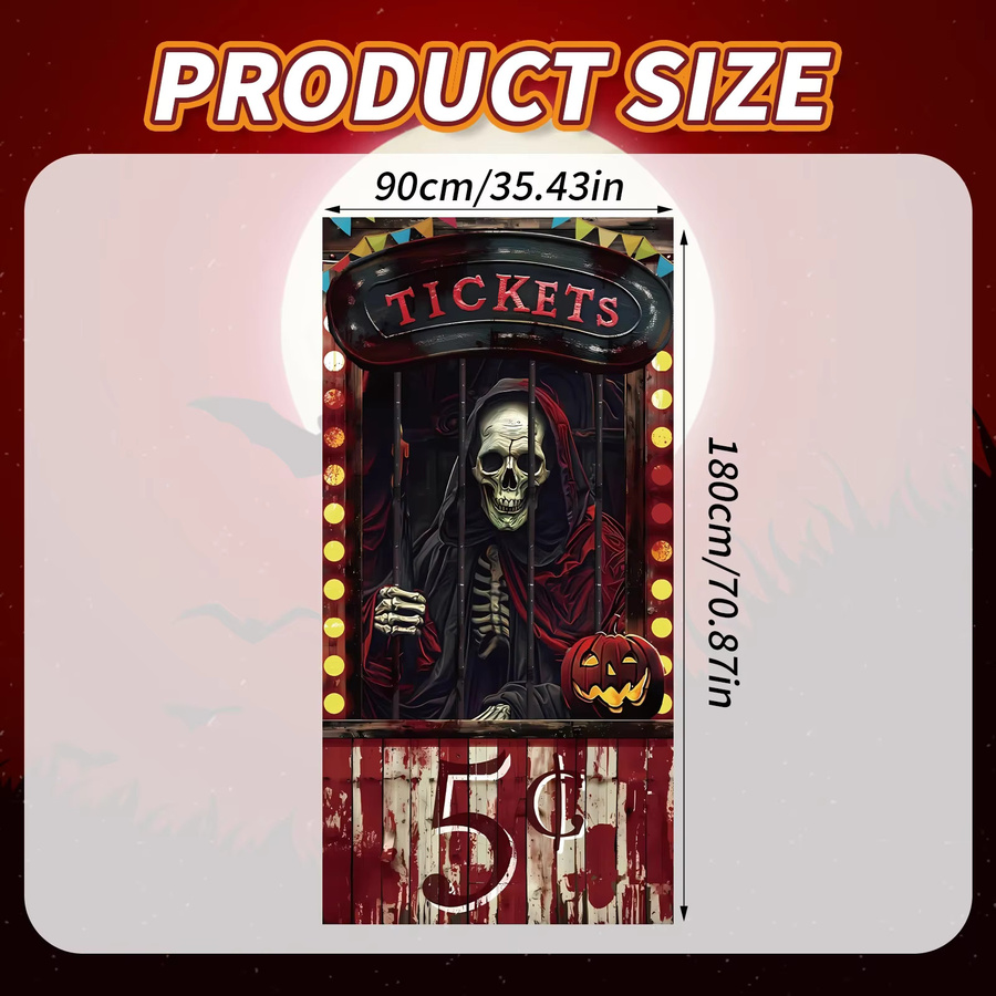 VIKAMA Halloween Türdekoration Böser Zirkus Gruseliges Banner Partyzubehör Mehrfarbig B: 90 cm, H: 90 cm - Bild 2